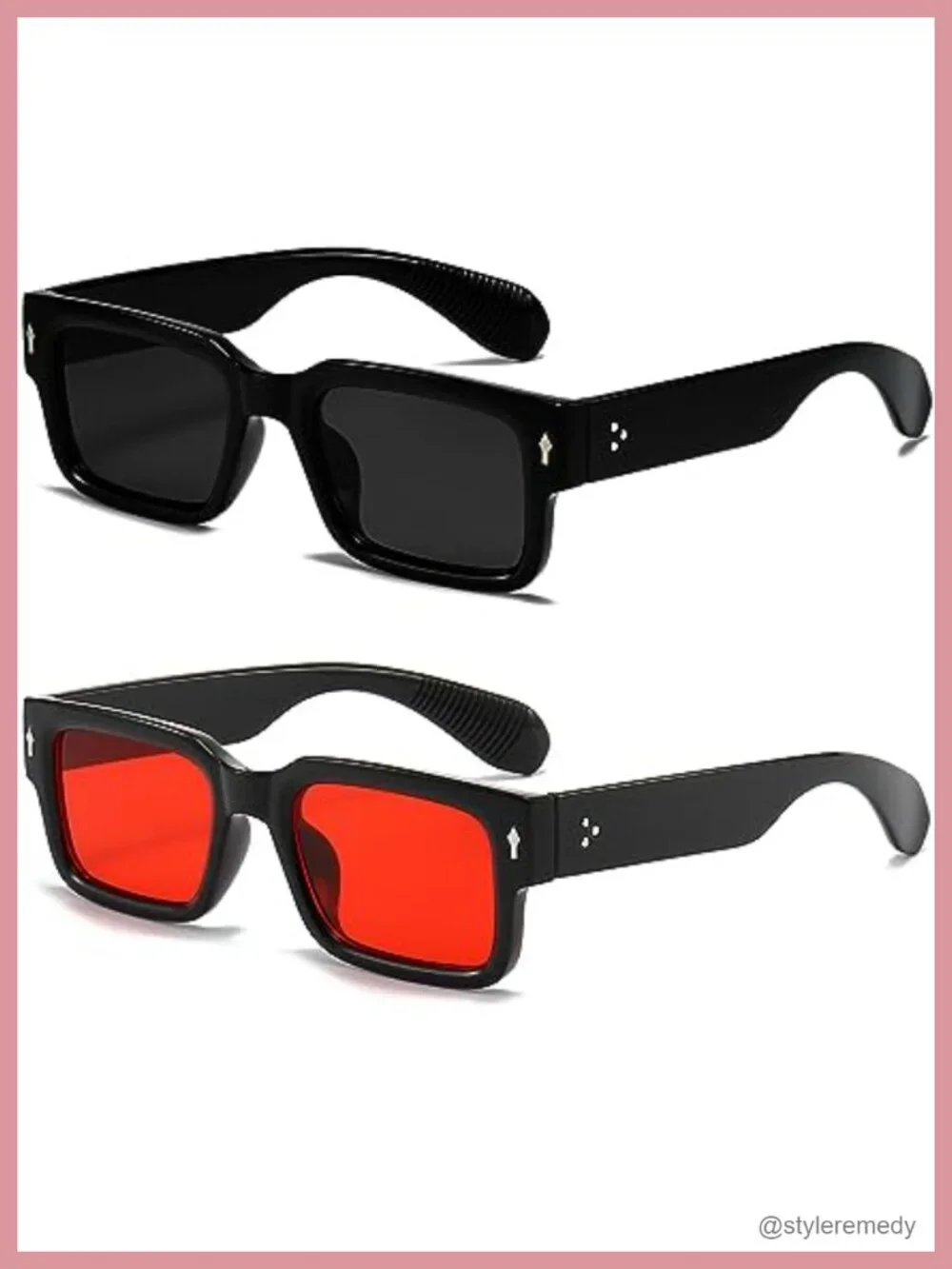 Vintage Chunky Rectangle Sunglasses UV400 Protection Unisex